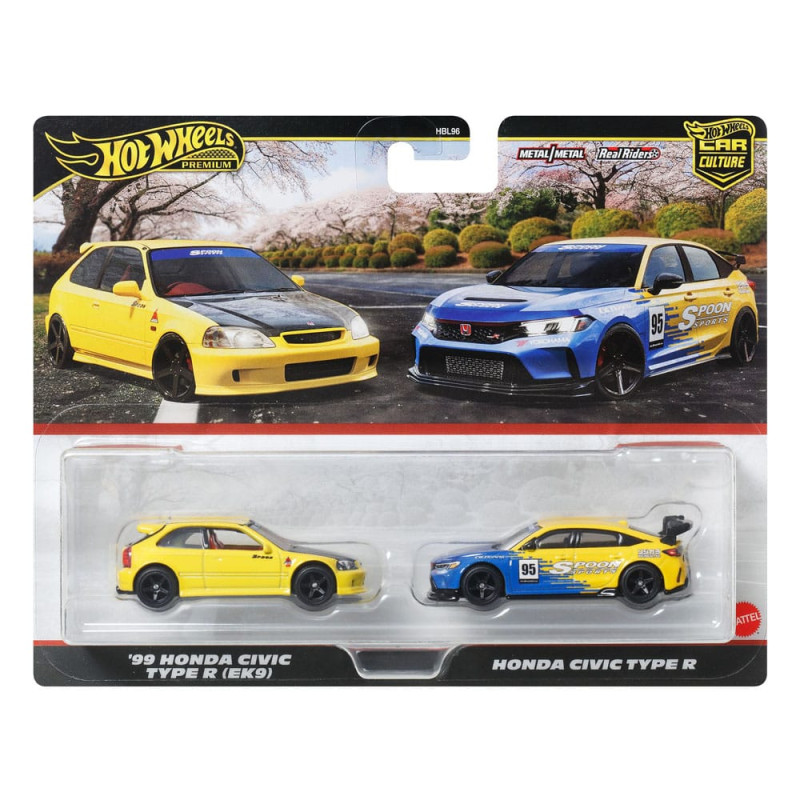 Hot Wheels Premium Car Culture Diecast Vehicle 2-Pack 1/64 '99 Honda Civic Type R (EK9) & Honda Civi 4