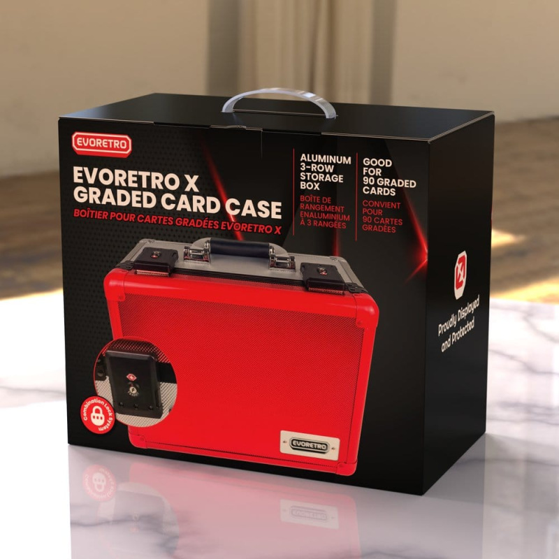 Evoretro Trading Card Storage Box for 90 Cards X Red and Silver 1