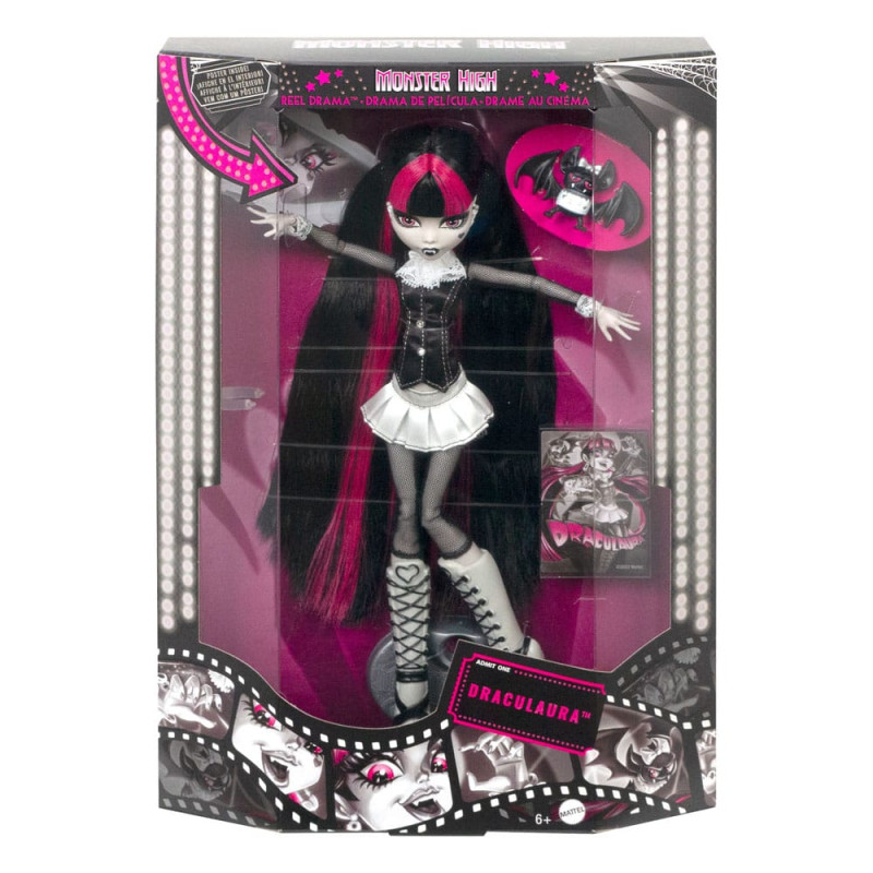 Monster High Reel Drama Doll Draculaura in Black And White 1