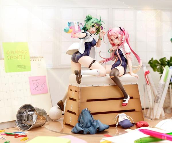 Poyoyon Rock Artwork Collection PVC Statue 1/5.5 Midori & Pink Sukumizu 28 cm