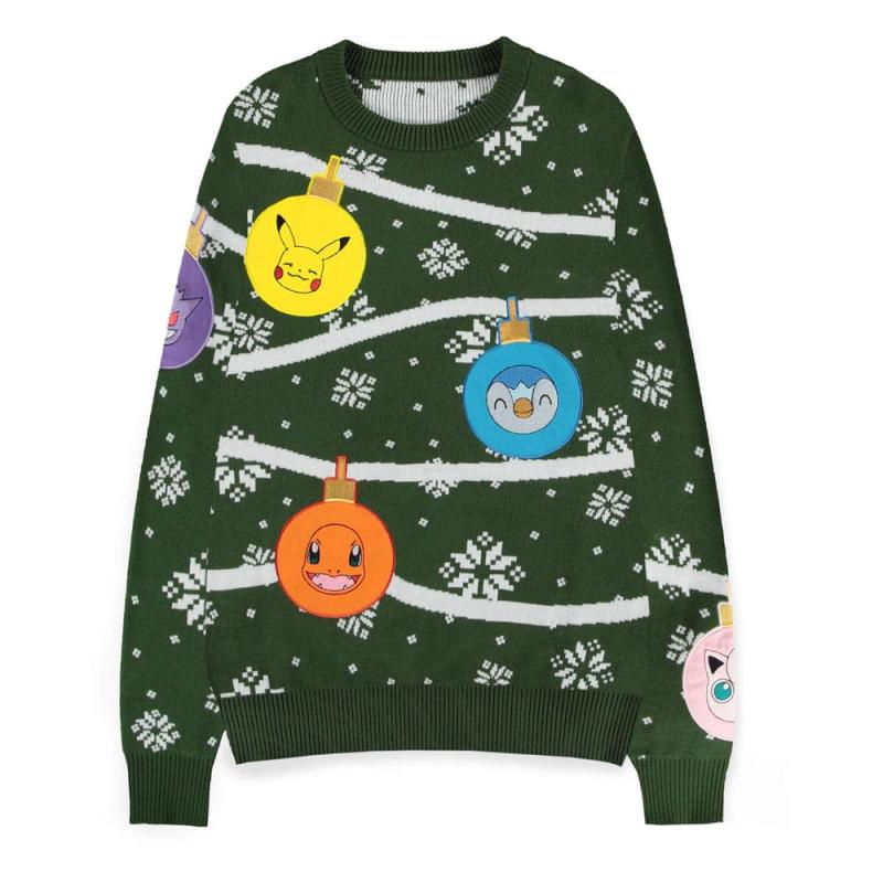 Pokémon Sweatshirt Christmas Jumper Xmas Balls Size L