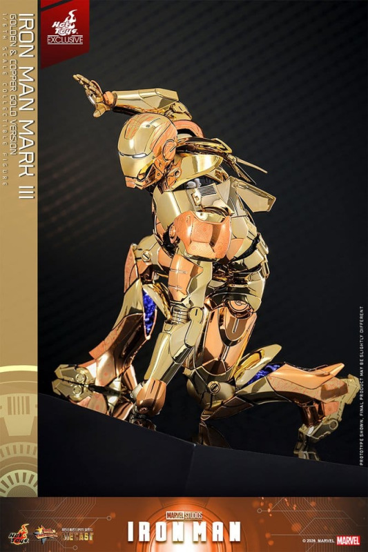Iron Man Movie Masterpiece Diecast Action Figure 1/6 Iron Man Mark III (Golden & Copper Gold Version 6