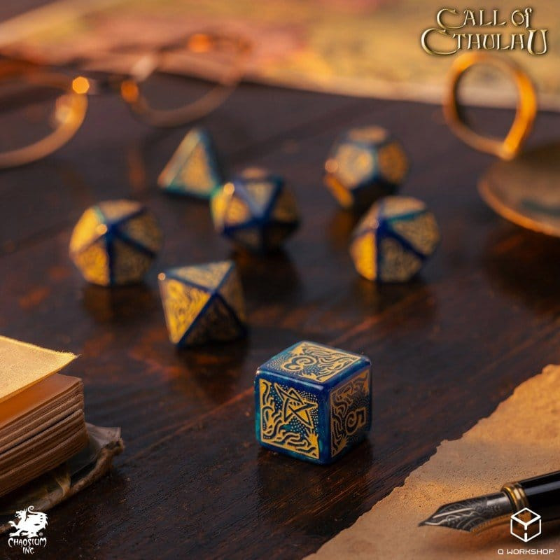 Call of Cthulhu 7th Edition Dice Set of 7 Blue-green & Gold 4