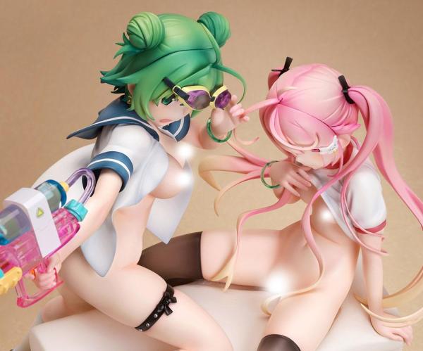 Poyoyon Rock Artwork Collection PVC Statue 1/5.5 Midori & Pink Sukumizu 28 cm