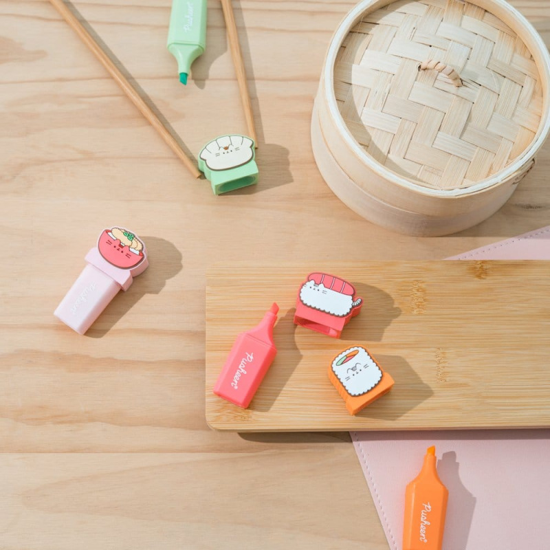 Pusheen Highlighters with Topper Sushi Roll Set of 4 3