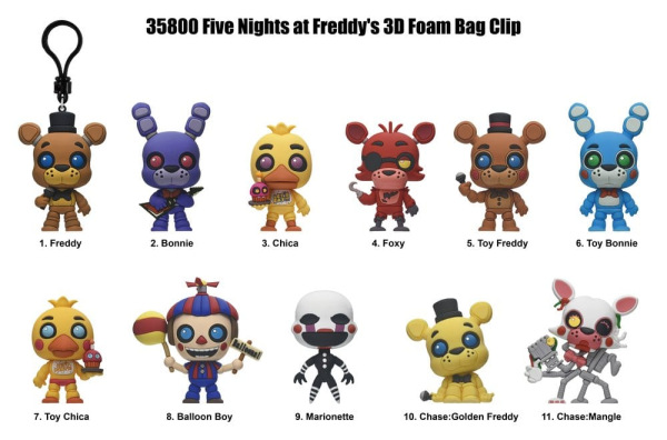 Five Nights at Freddy's 3D PVC Bag Clips Series 1 Display (24) 1