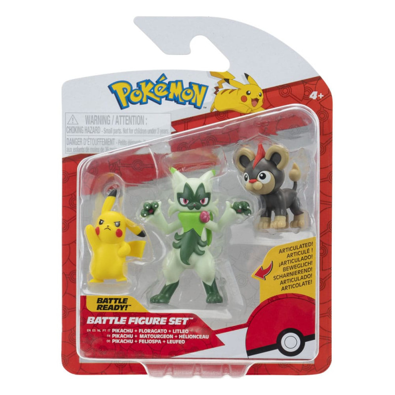 Pokémon First Partner Battle Figure Set Figure 3-Pack Litleo, Pikachu & Floragato 2