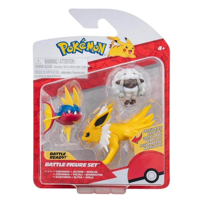 Pokémon Battle Figure Set Figure 3-Pack Wooloo, Carvanha, Jolteon