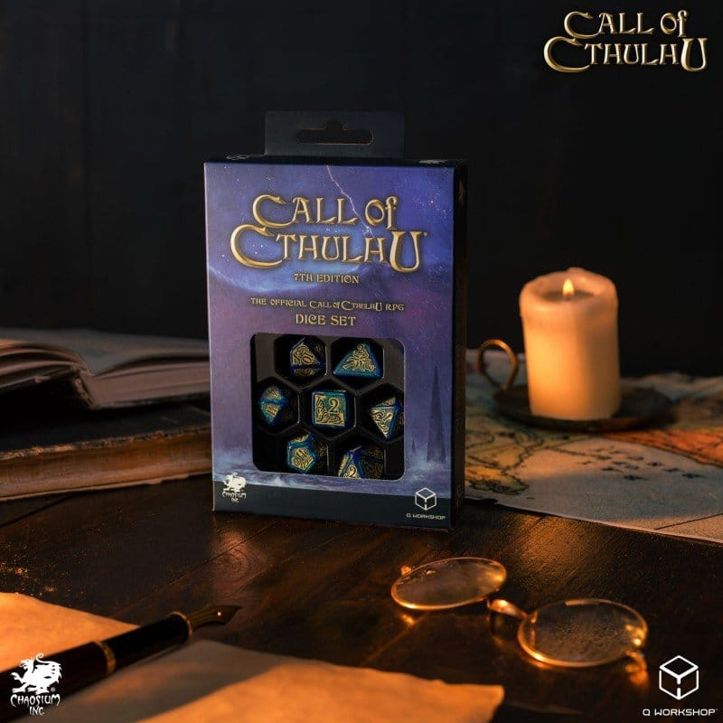 Call of Cthulhu 7th Edition Dice Set of 7 Blue-green & Gold 6