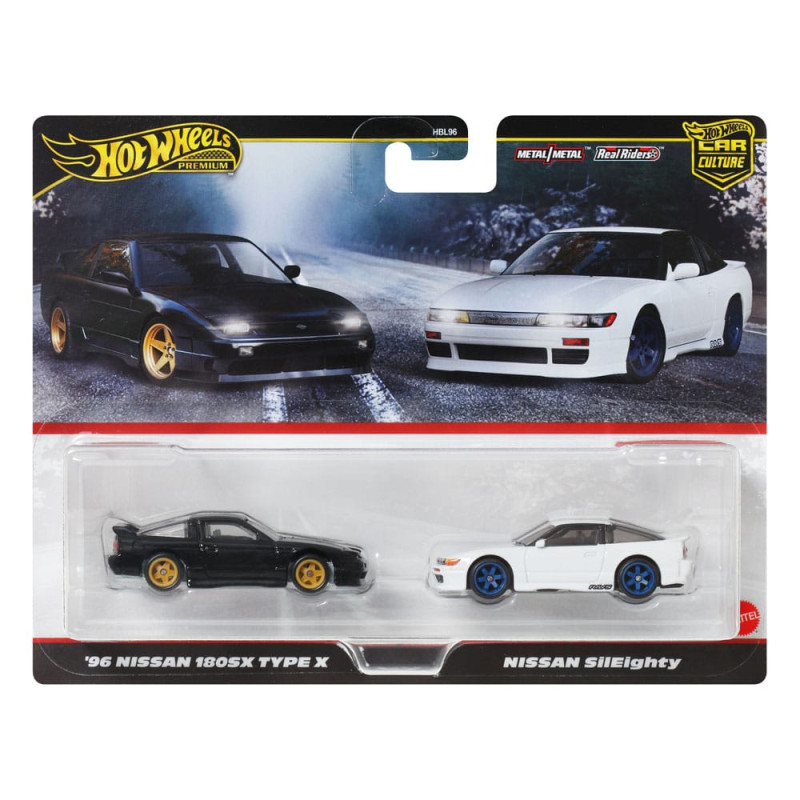 Hot Wheels Premium Car Culture Diecast Vehicle 2-Pack 1/64 '96 Nissan 180SX Type X & Nissan SilEight 4