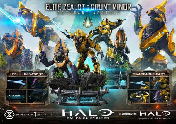 Halo: Campaign Evolved Ultimate Premium Masterline Series Statue 1/4 Elite Zealot & Grunt Minor: Cov 7