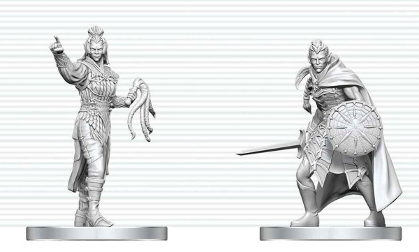 D&D Nolzur's Marvelous Miniatures Mini Figures Drow Elite Warrior & Drow Priestess of Lolth 13 cm