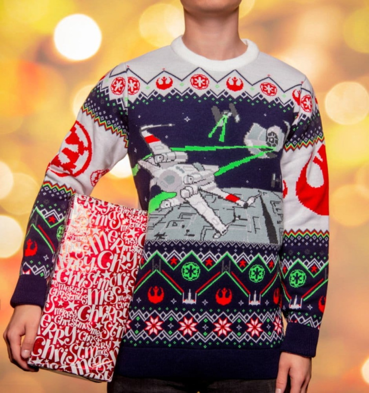 Star Wars Christmas Sweater X-Wing v TIE Fighter Size S 1