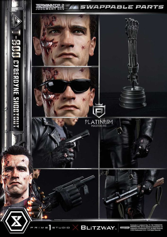 Terminator 2 Platimum Masterline Series Statue 1/3 T-800 Cyberdyne Shootout 74 cm 8