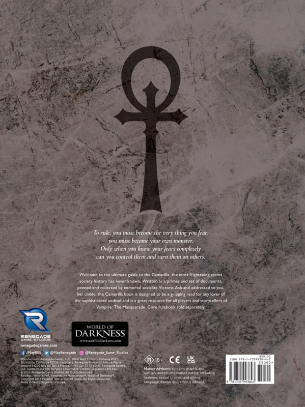 Vampire: The Masquerade 5th Edition RPG book Camarilla Sourcebook *Englische Version* 1