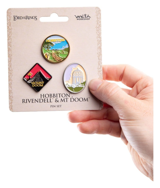The Lord of the Rings Trilogy Pin Set Hobbiton, Rivendell & Mount Doom 1