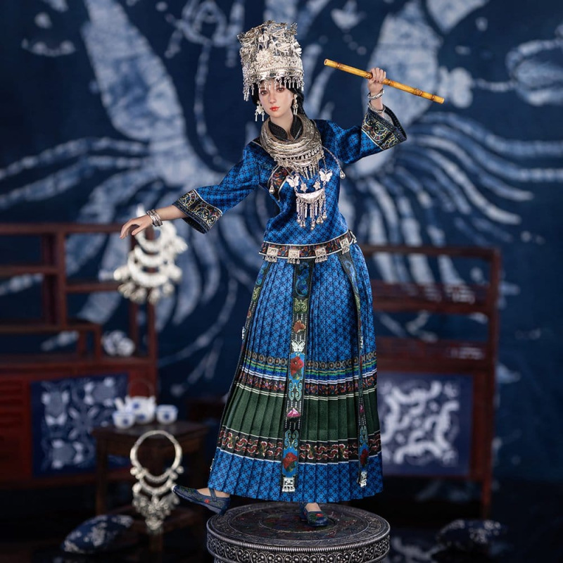 The Miao of China's 56 Ethnic Groups Figure 1/6 Blue 30 cm 2