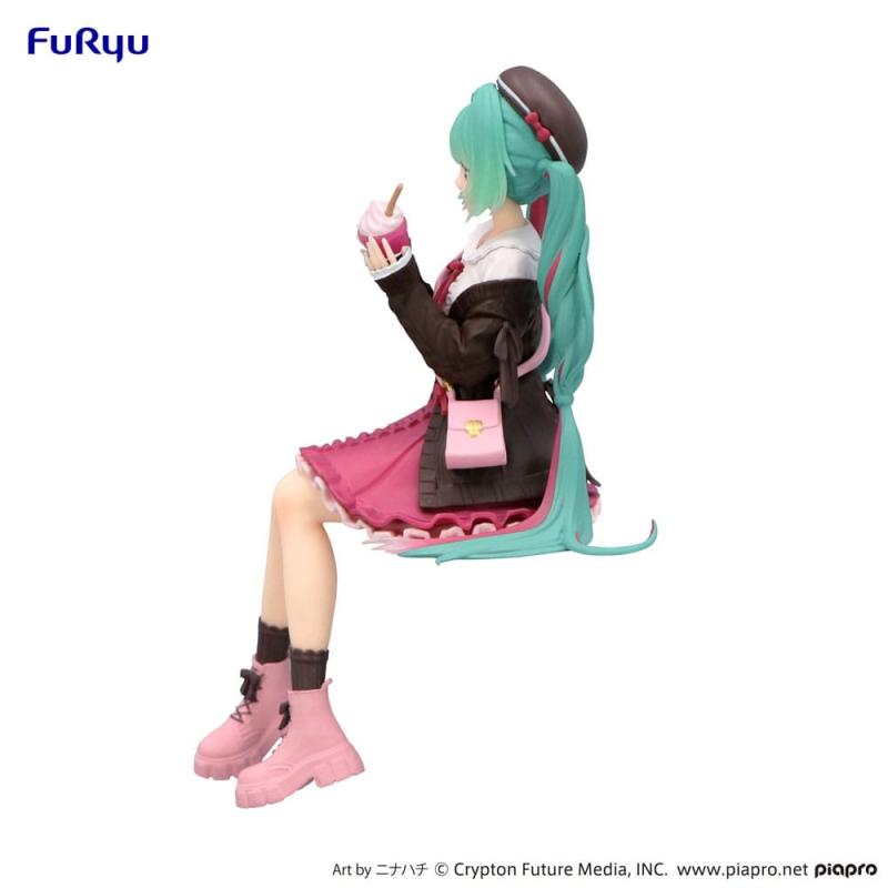 Hatsune Miku Noodle Stopper PVC Statue Autumn Date Pink Color Ver. 14 cm 2