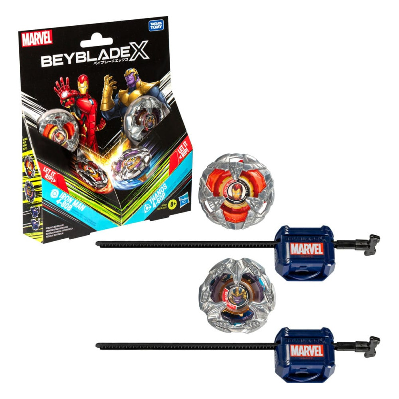 Beyblade X Marvel Collab Iron Man 4-80B vs. Thanos 4-60P 2