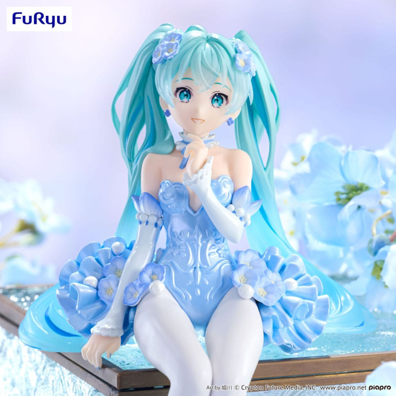 Hatsune Miku Noodle Stopper PVC Statue Flower Fairy Nemophila Pail Blue Color Ver. 15 cm 5