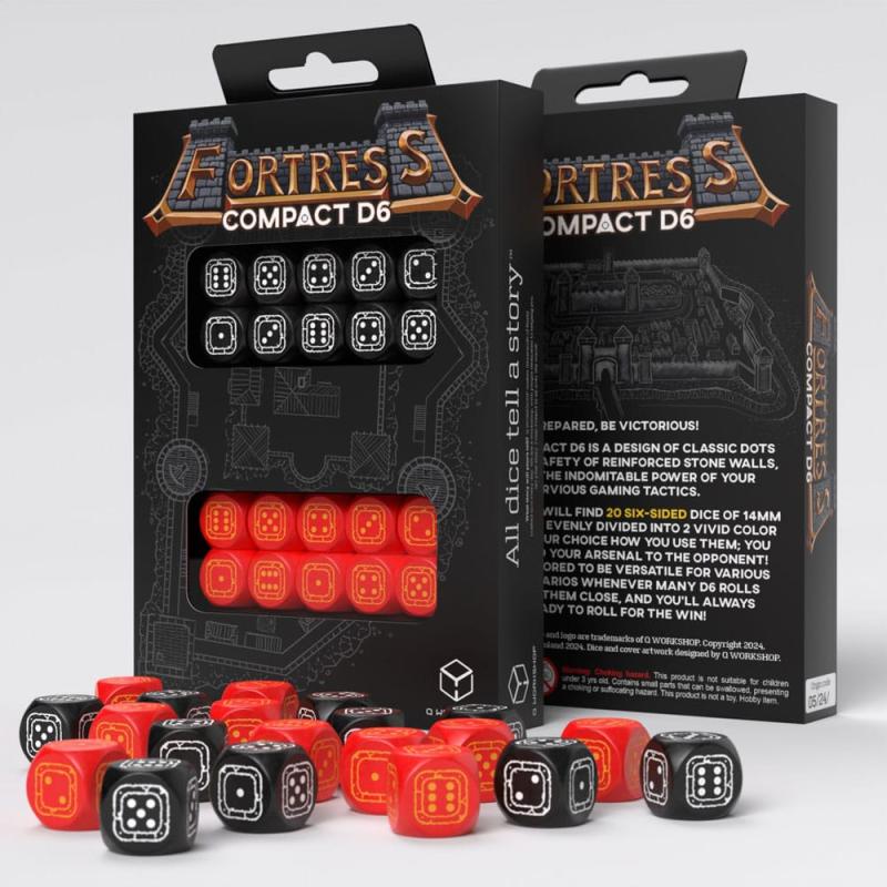 Fortress Compact D6 Dice Set Black&Red (20)