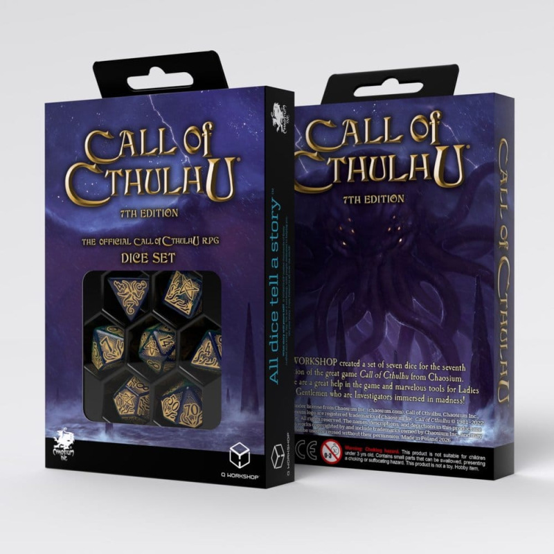 Call of Cthulhu 7th Edition Dice Set of 7 Blue-green & Gold 1