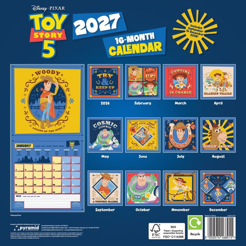 Toy Story Calendar 2027 30 x 30 cm 1