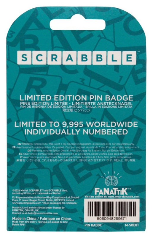 Scrabble Pin Badge Word Nerd Limited Edition 1