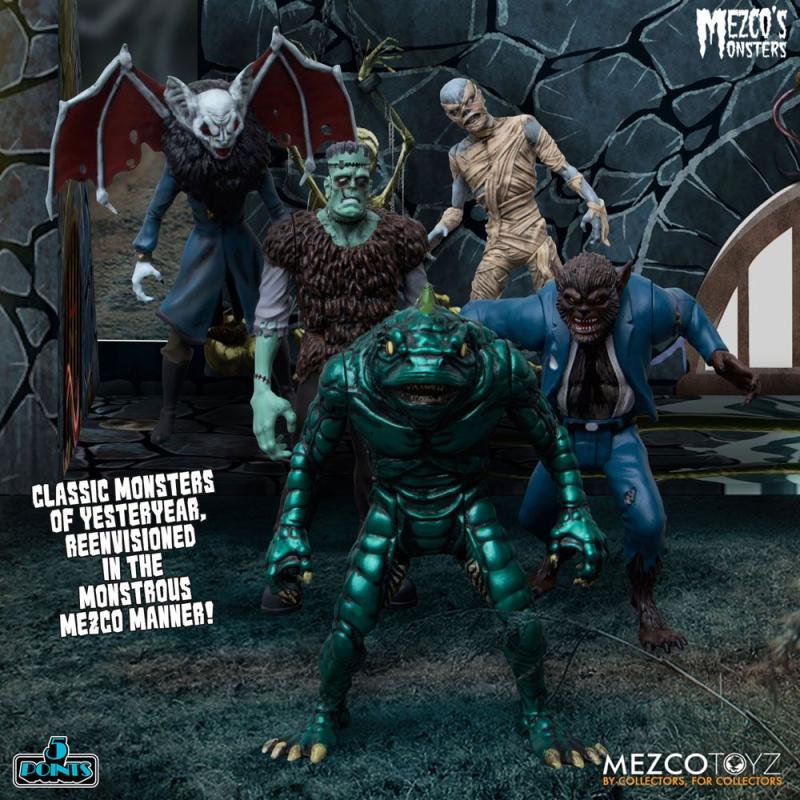 Mezco's Monsters 5 Points Action Figures Tower of Fear Deluxe Set 9 cm