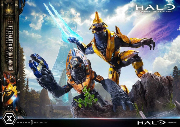 Halo: Campaign Evolved Ultimate Premium Masterline Series Statue 1/4 Elite Zealot & Grunt Minor: Cov 13