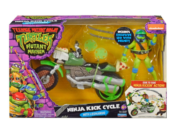 Teenage Mutant Ninja Turtles: Mutant Mayhem Drive N Kick Action Figure Leonardo & Motorcycle 11 cm 1