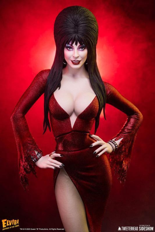Elvira: Mistress of the Dark Maquette 1/4 Elvira (Red Glitter Dress) 48 cm 3