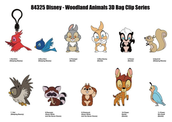Disney 3D Foam Bag Clips Woodland Characters Series 76 Display (24) 2