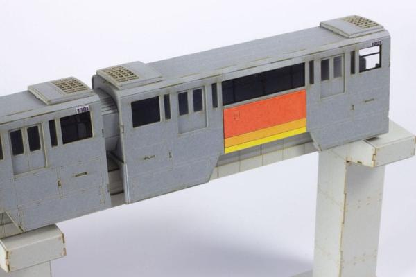 Original Character Series 1000 1/150 Paper Model Kit Tama Intercity Monorail (2 cars) 24 cm