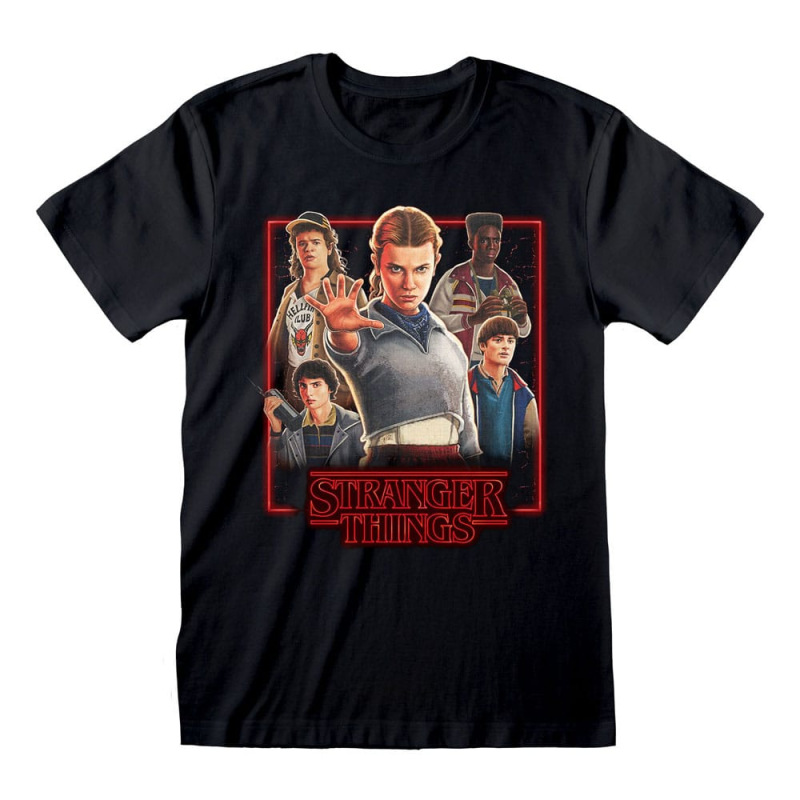 Stranger Things T-Shirt Characters in Glowing Box Size M
