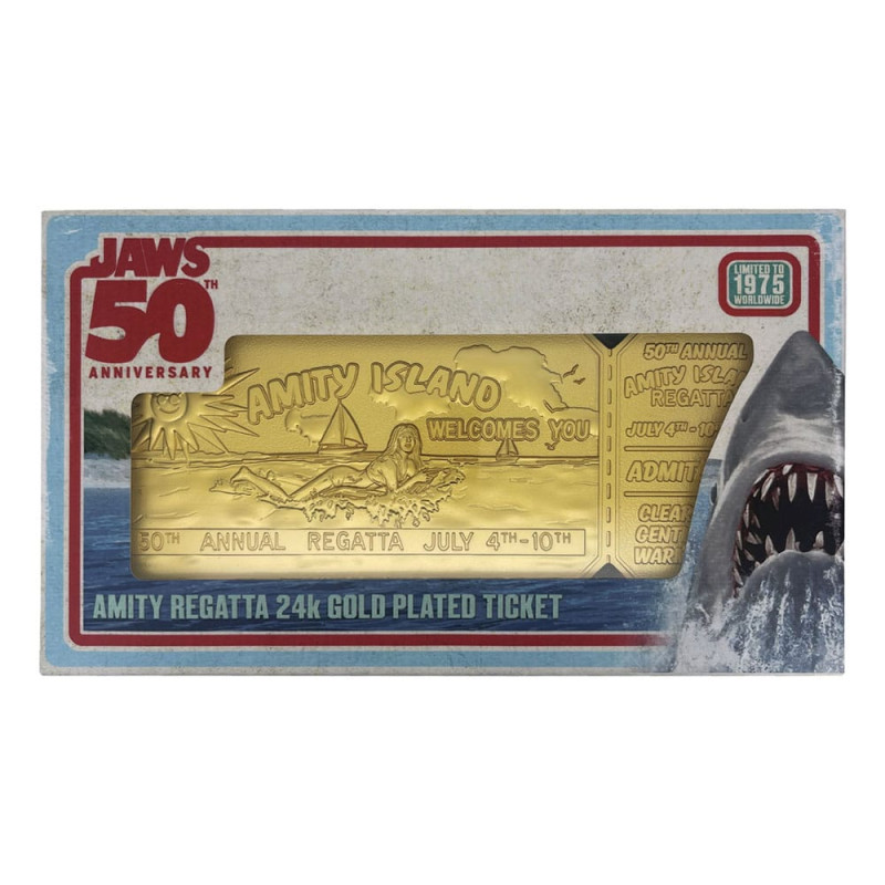 Jaws Replica 1/1 50th Anniversary Regatta Ticket 24k Gold Plated 2