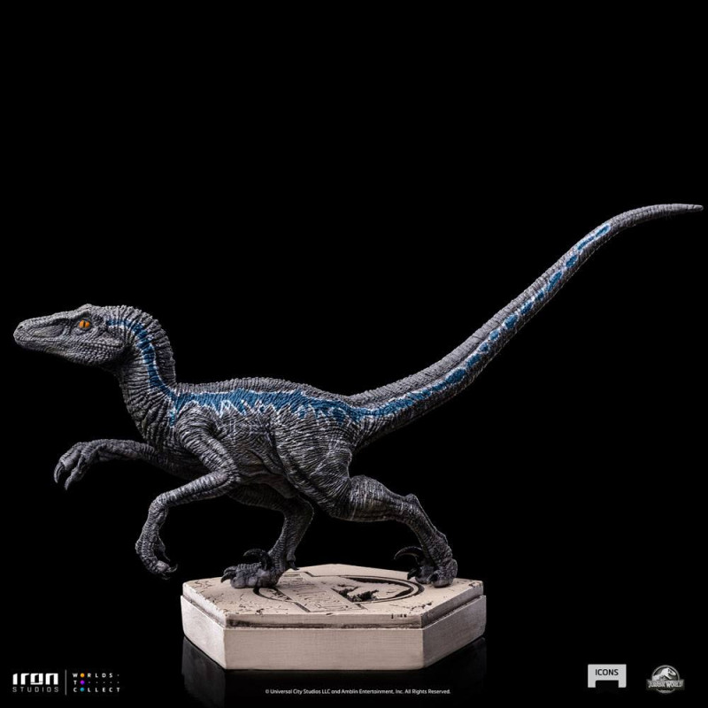 Jurassic World Icons Statue Velociraptor Blue 9 cm 3