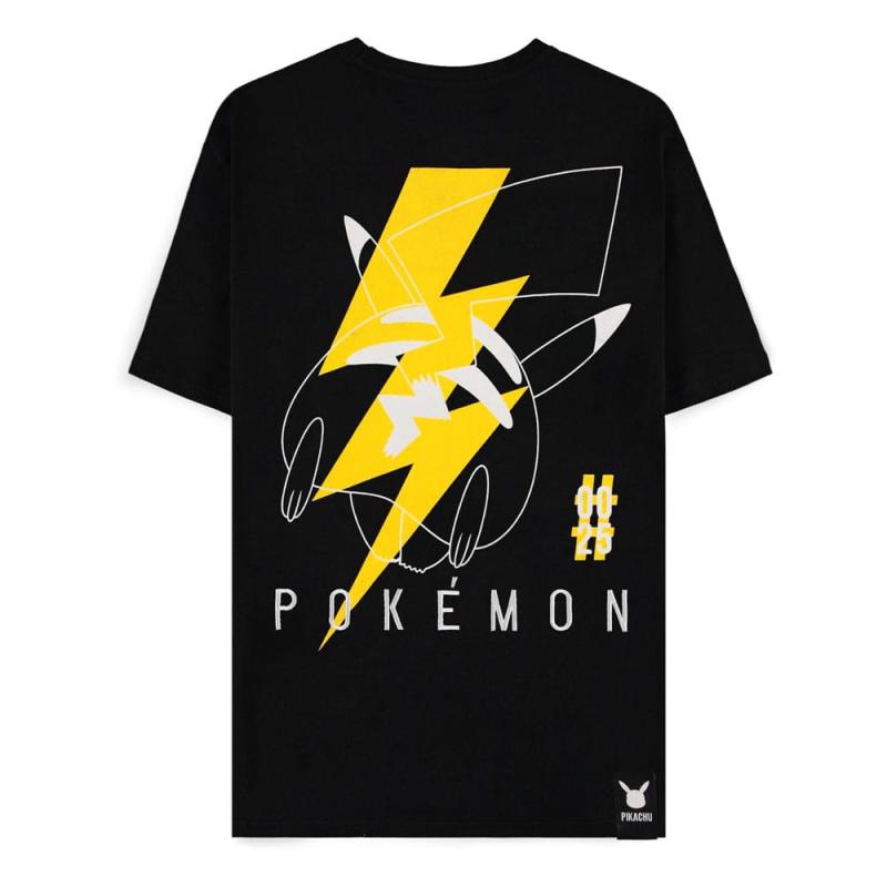 Pokemon T-Shirt Black Pikachu Electrifying Line-art Size S