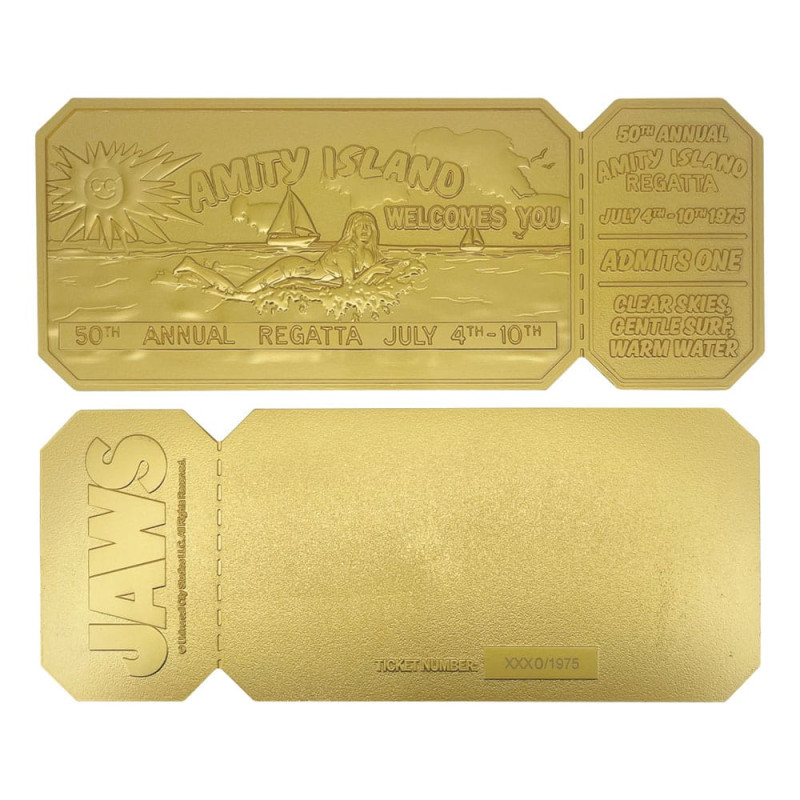 Jaws Replica 1/1 50th Anniversary Regatta Ticket 24k Gold Plated 3