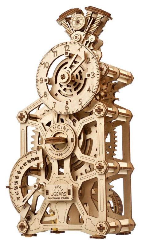 Ugears 3D Wooden Puzzle Engine Clock 2