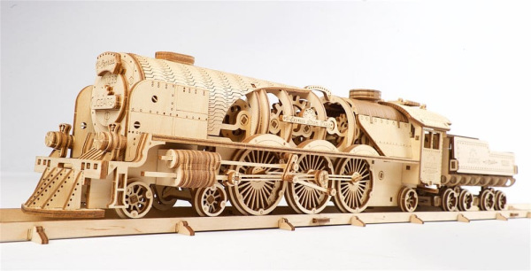 Ugears 3D Wooden Puzzle V-Express Steam Train with Tender 10