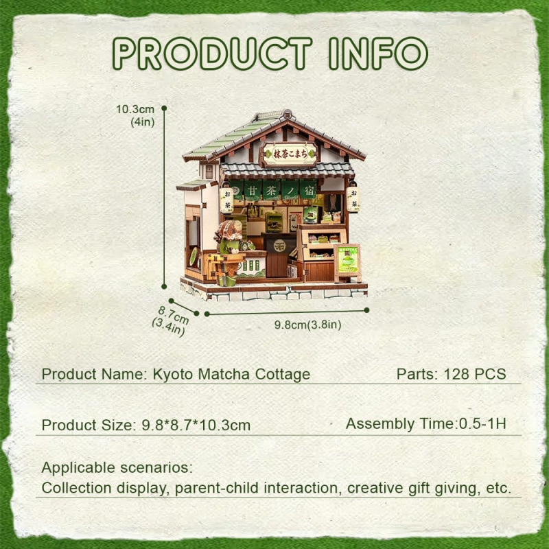 Miniature House Model Kit Kyoto Matcha Cottage 11 x 9 cm 2