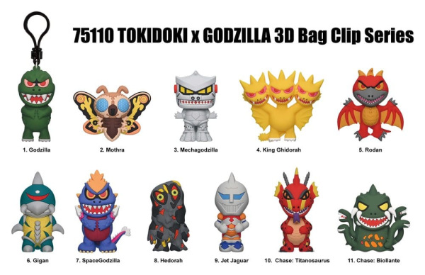 Tokidoki x Godzilla 3D Foam Bag Clips Display (24) 1