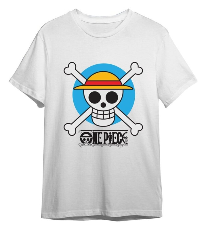 One Piece T-Shirt Circle Skull White Size L 1