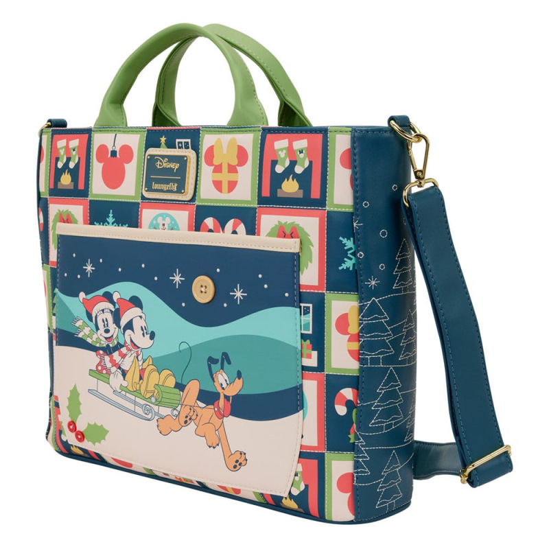 Disney by Loungefly Canvas Tote Bag Mickey and Minnie Holiday 1