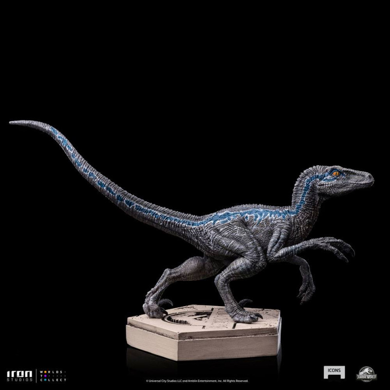 Jurassic World Icons Statue Velociraptor Blue 9 cm 5