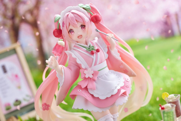 Hatsune Miku PVC Statue Newley Written Sakura Miku Japanese Cafe Ver. Reissue 18 cm 11