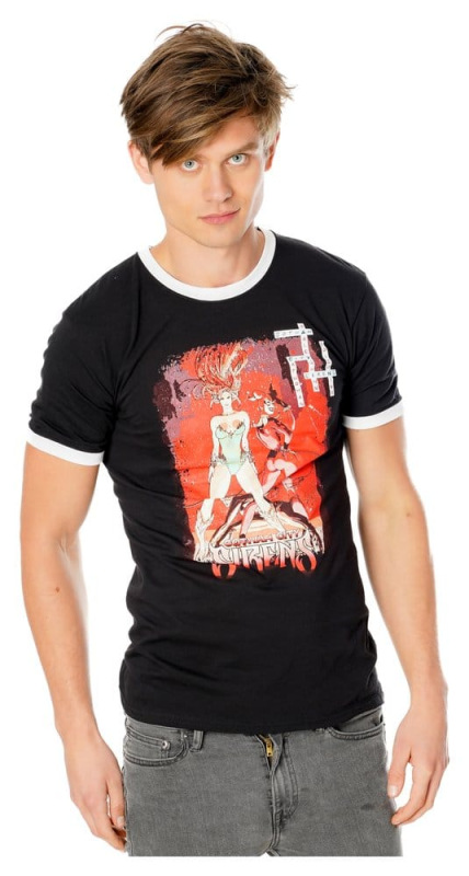 Gotham City Sirens T-Shirt Crossword Black Ringer Size XL 2