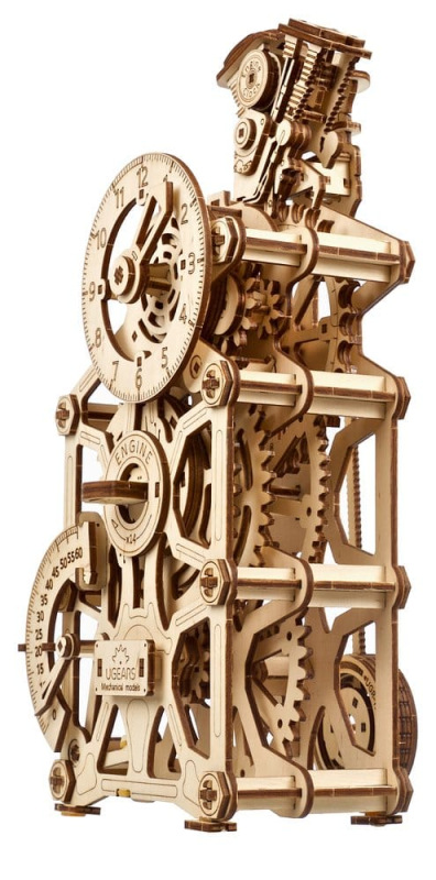Ugears 3D Wooden Puzzle Engine Clock 4