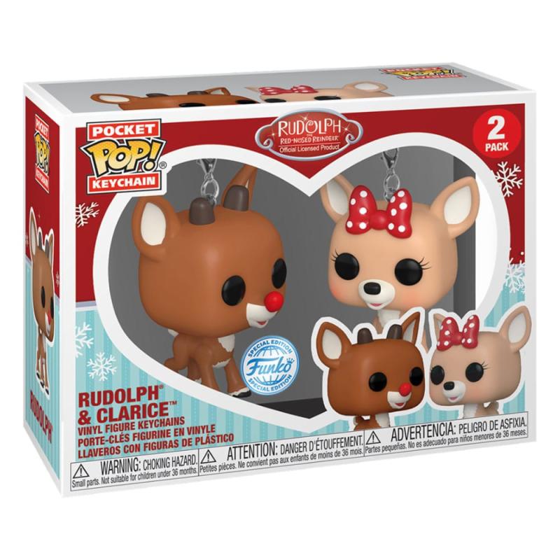 Rudolph the Red-Nosed Reindeer POP! Vinyl Keychain 2-Pack Rudolph & Clarice 4 cm